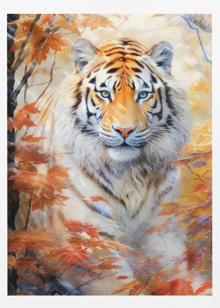 Weißer Tiger Aquarell Tierkunst | Poster