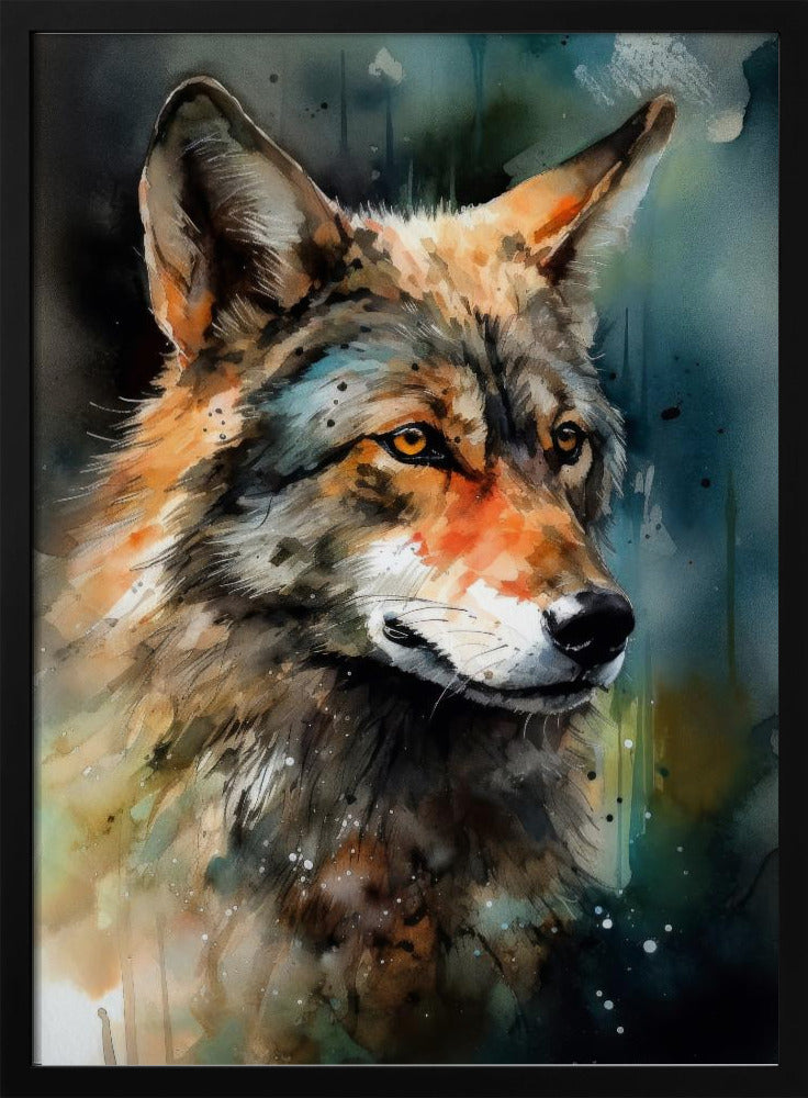 Wolf Aquarell Tierkunst | Poster