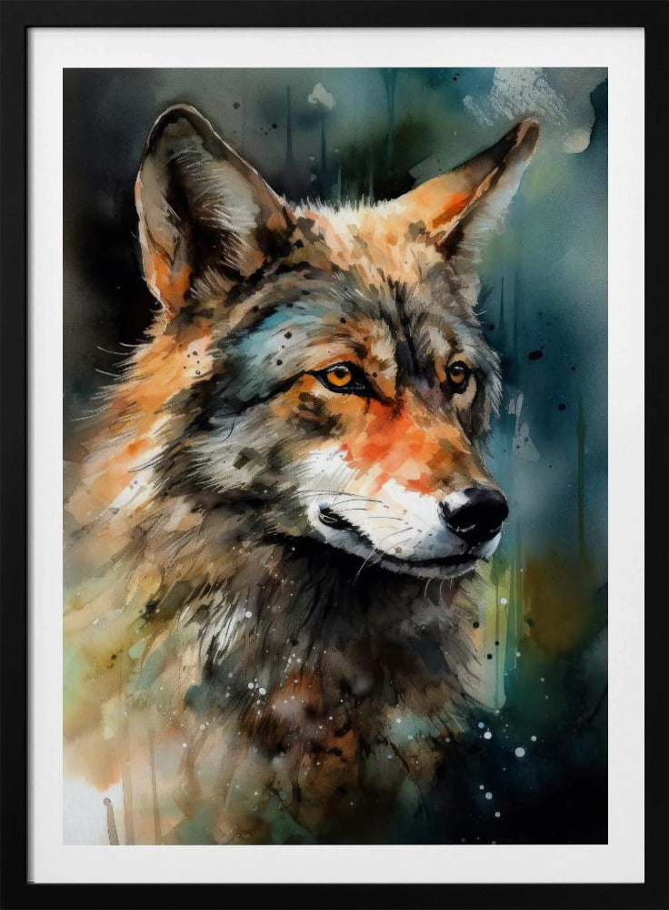 Wolf Aquarell Tierkunst | Poster