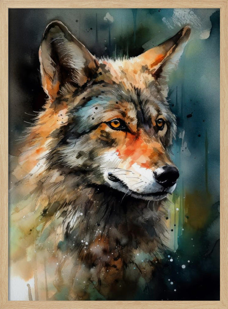 Wolf Aquarell Tierkunst | Poster