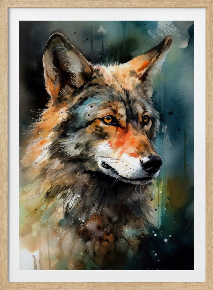 Wolf Aquarell Tierkunst | Poster