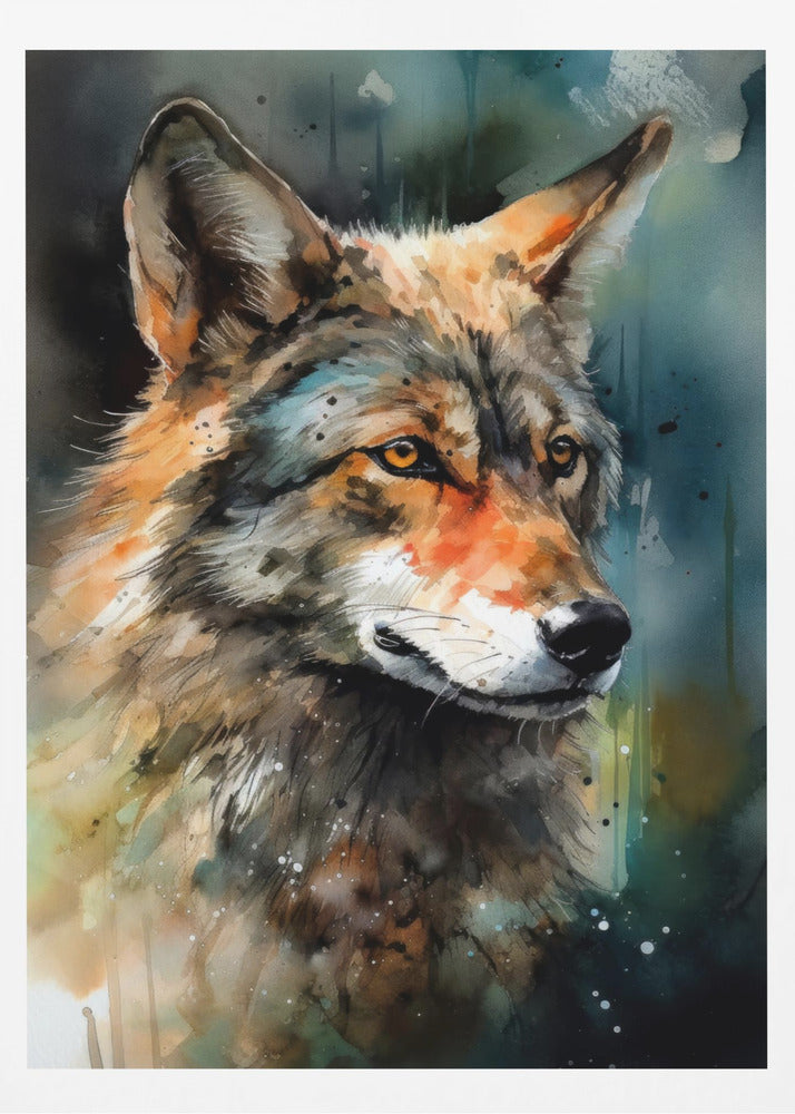 Wolf Aquarell Tierkunst | Poster