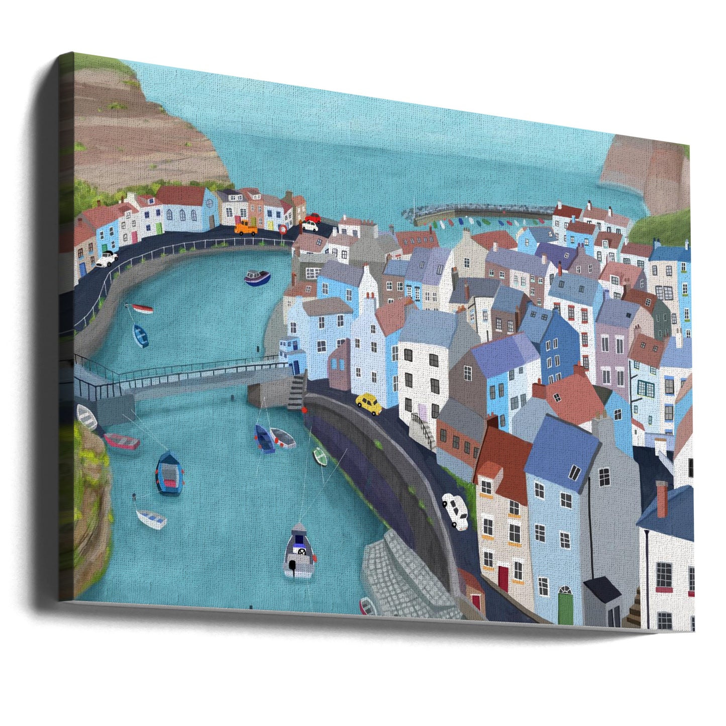 Aerial View of Staithes, United Kingdom by Artist Carla Daly | Canvas