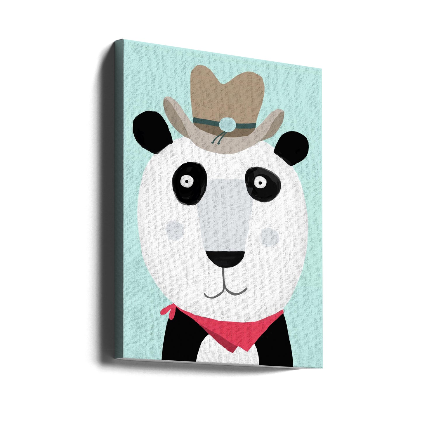 Funny Panda with Cowboy Hat by Artist Carla Daly | Canvas