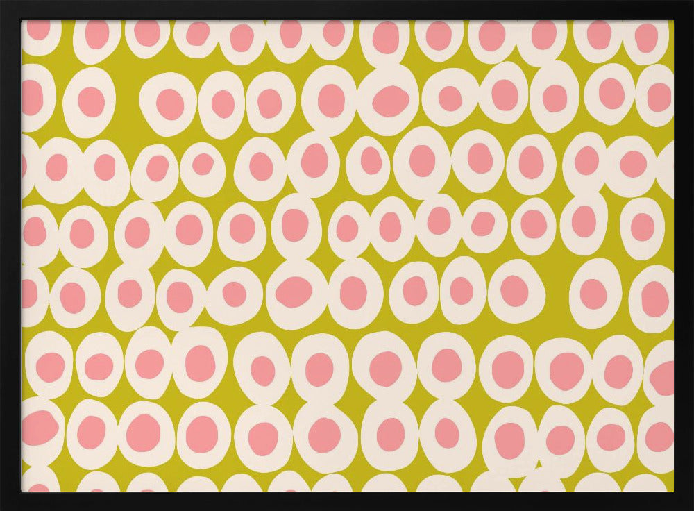 Wunderschönes Muster mit kräftigen Punkten in Rosa und Olivgrün | Poster