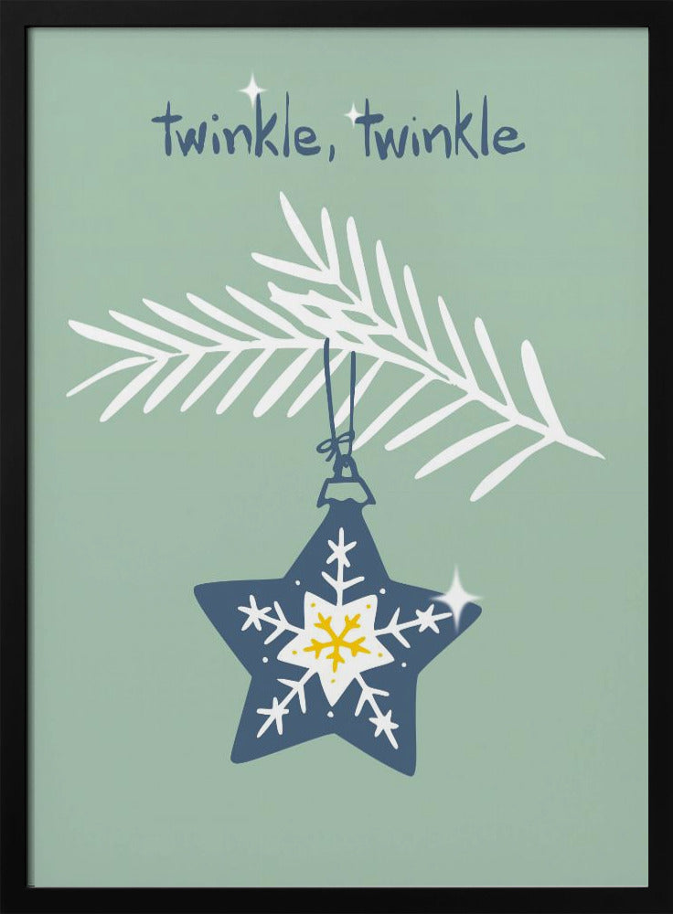 Cheerful twinkle Christmas star mint | Poster