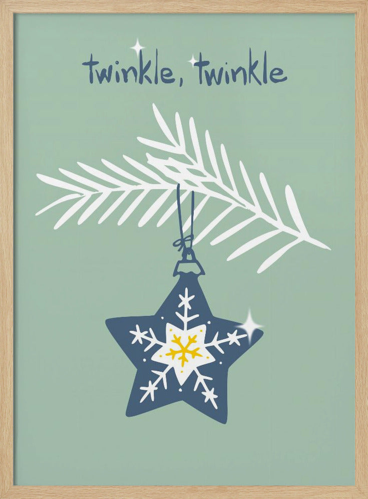 Cheerful twinkle Christmas star mint | Poster