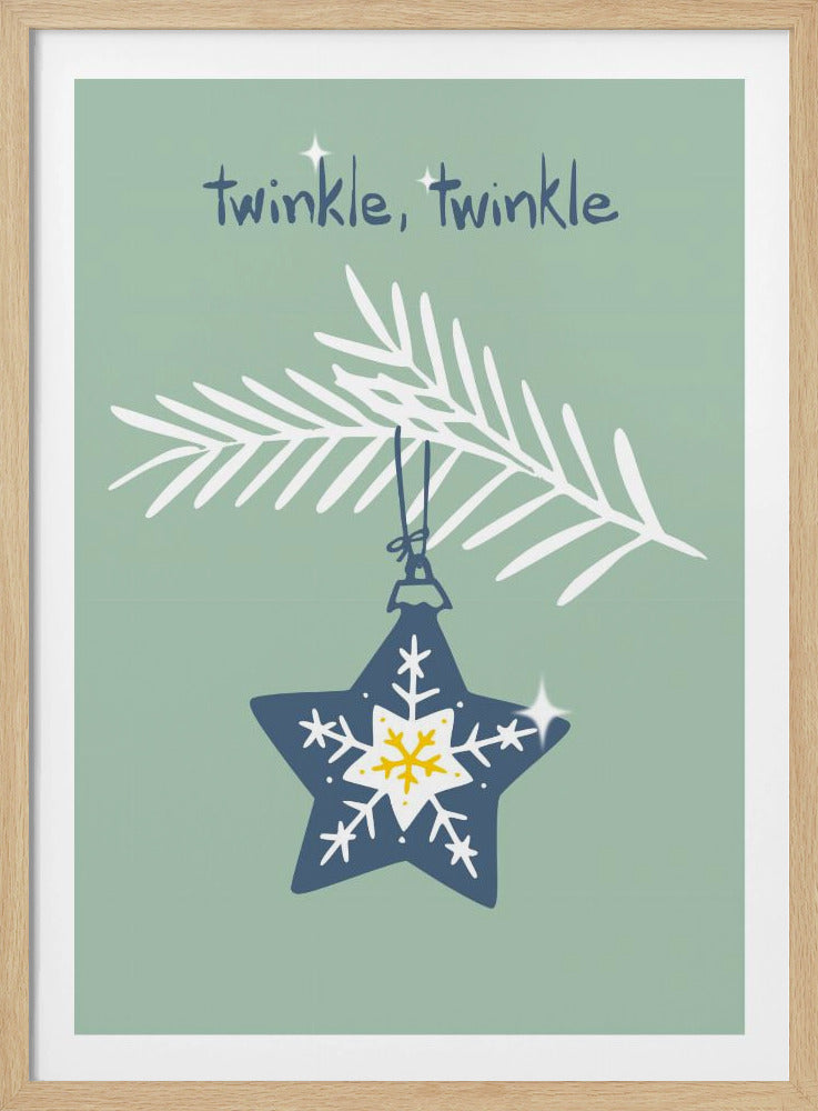 Cheerful twinkle Christmas star mint | Poster
