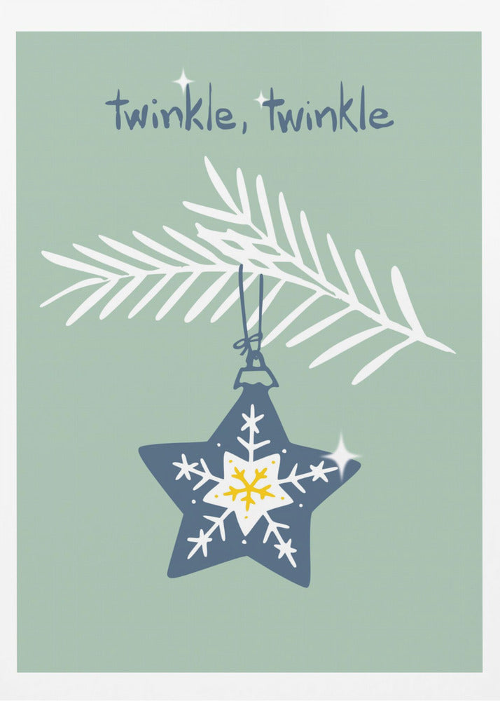 Cheerful twinkle Christmas star mint | Poster