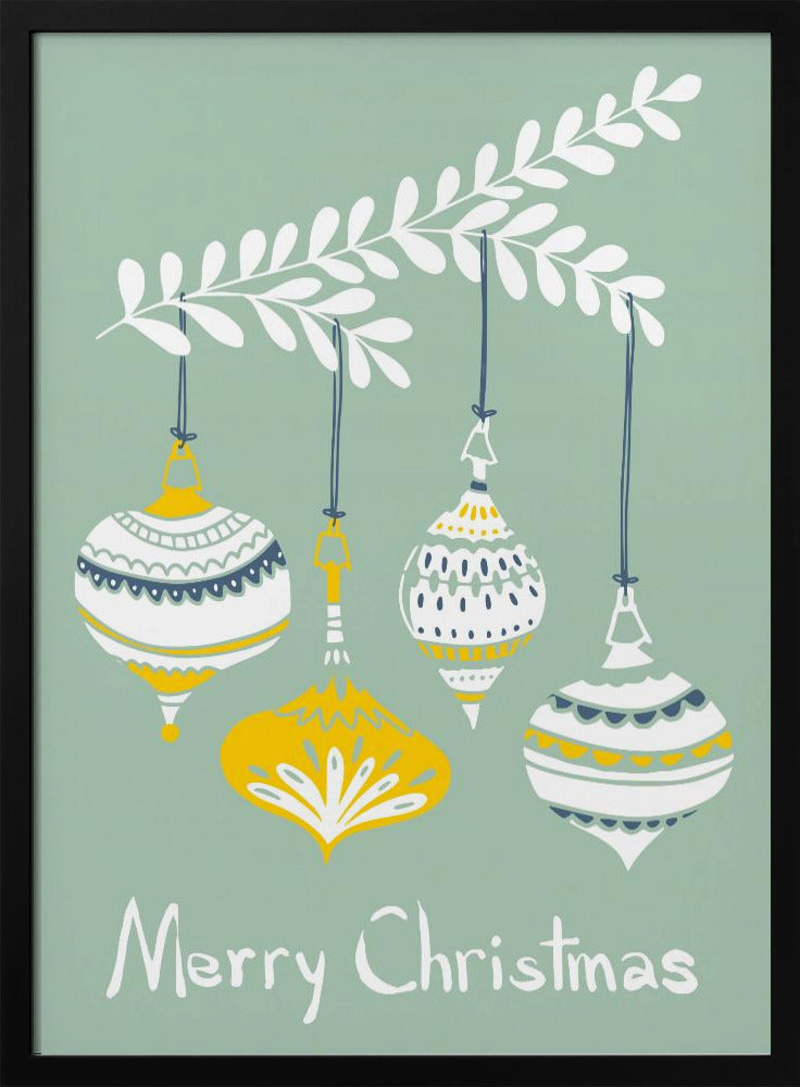 Fröhliche kleine Weihnachtskugeln mint | Poster