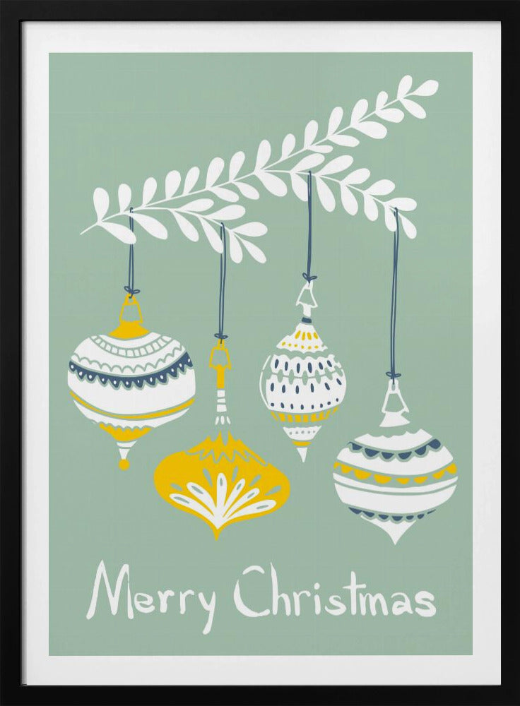 Fröhliche kleine Weihnachtskugeln mint | Poster