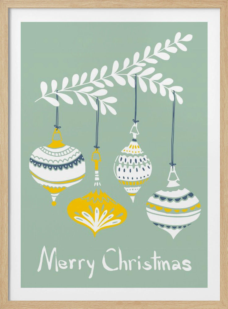 Fröhliche kleine Weihnachtskugeln mint | Poster