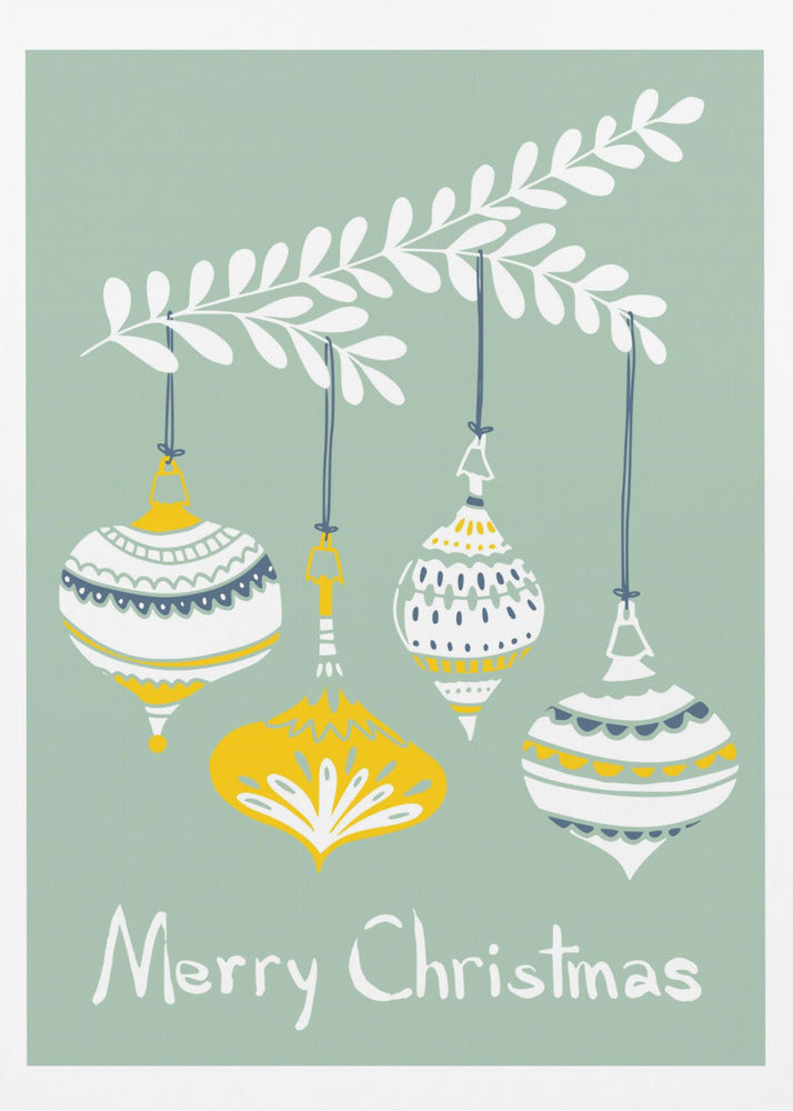 Fröhliche kleine Weihnachtskugeln mint | Poster