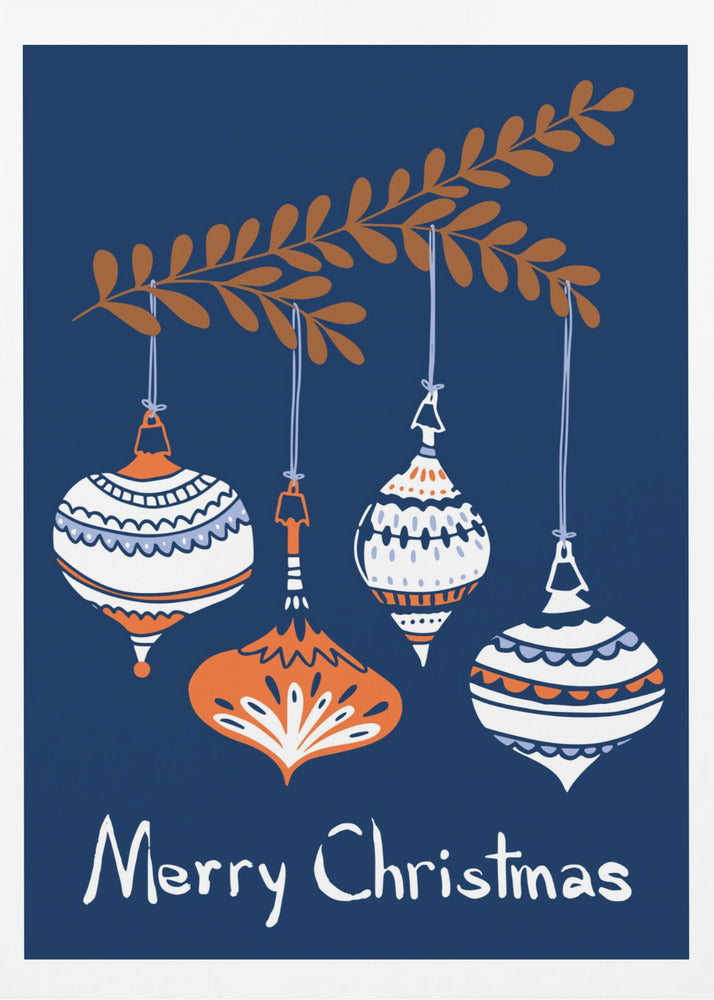 Fröhliche kleine Weihnachtskugeln blau | Poster
