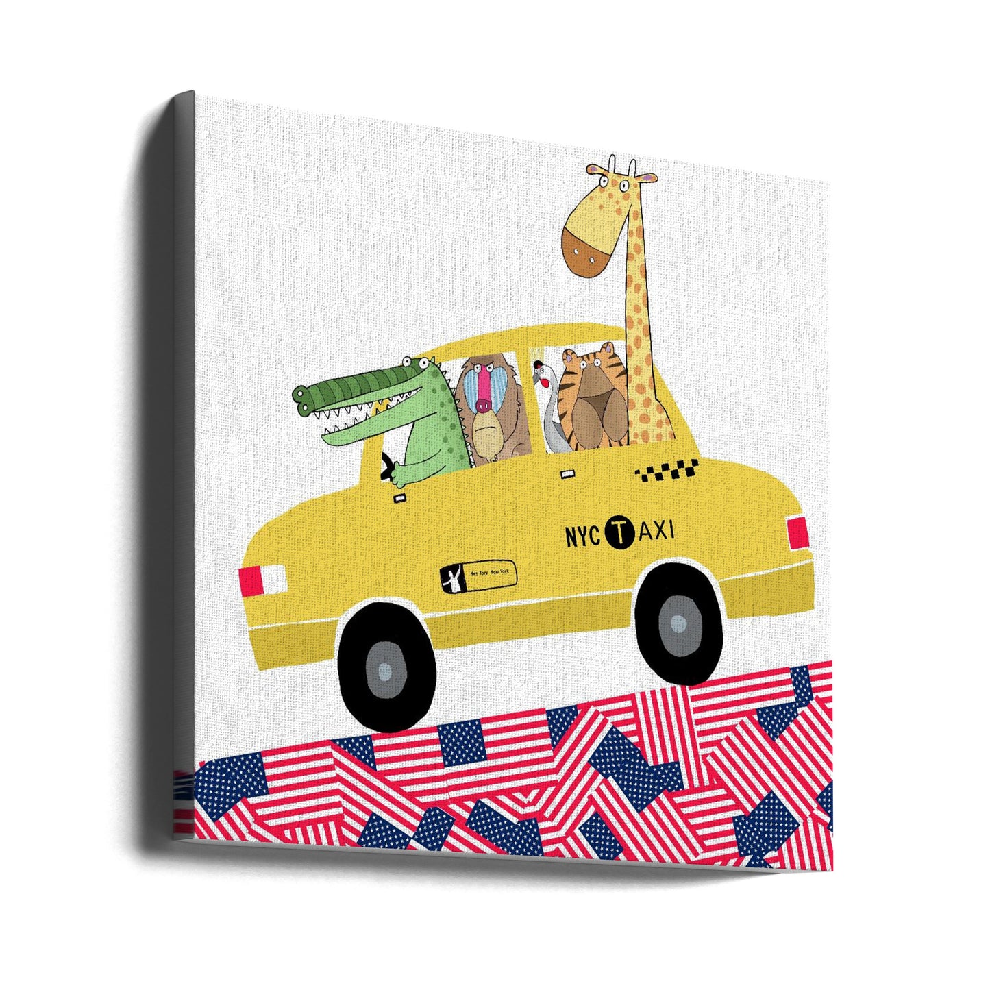 Funny Animals in a New York Yellow Cab by Artist Carla Daly | Canvas
