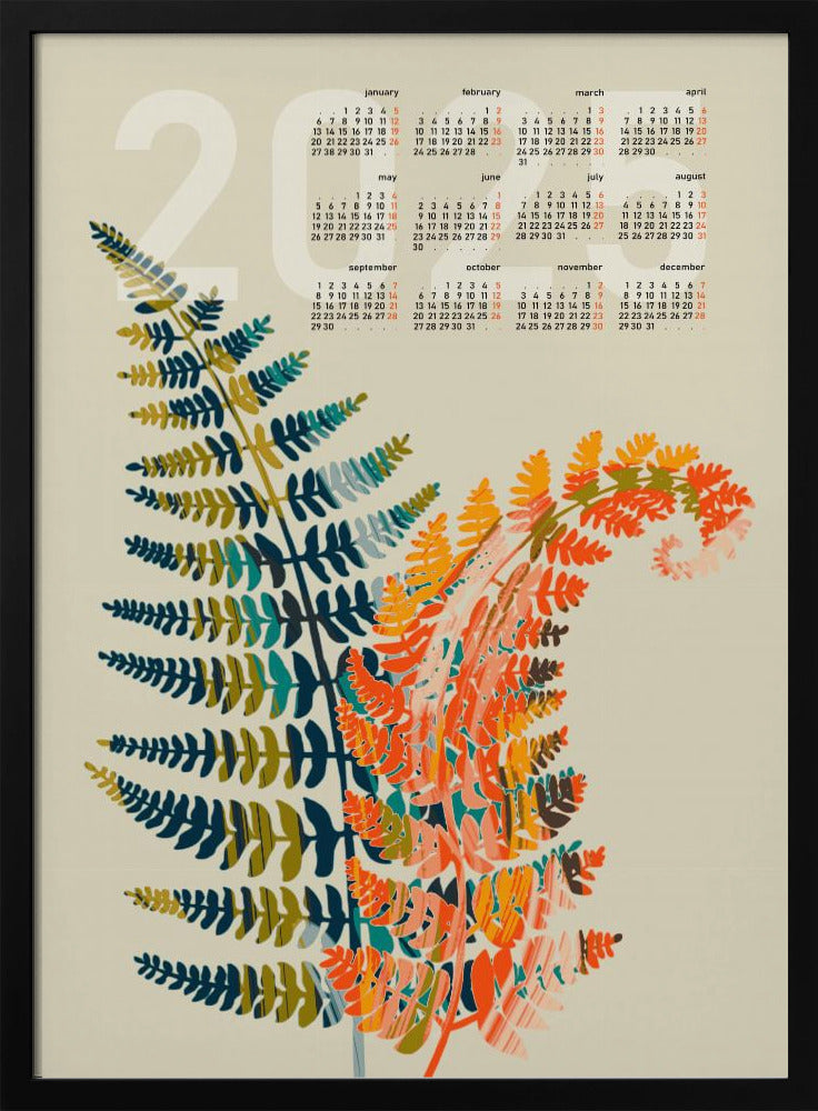 Kalender 2025 Bunte Farnblätter | Poster