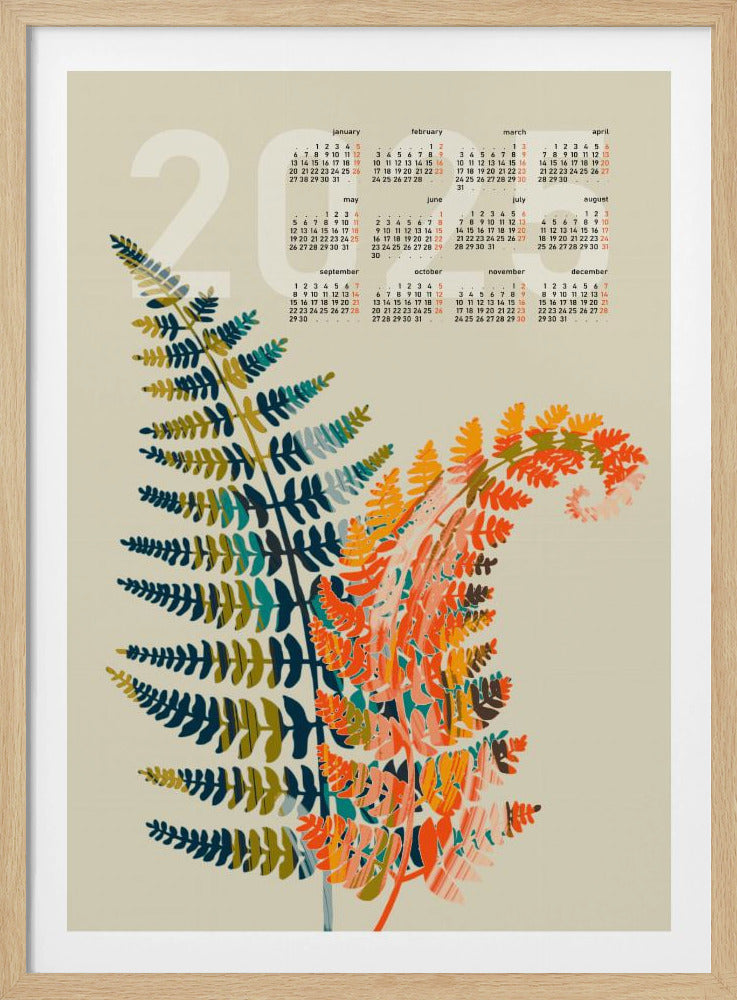 Kalender 2025 Bunte Farnblätter | Poster