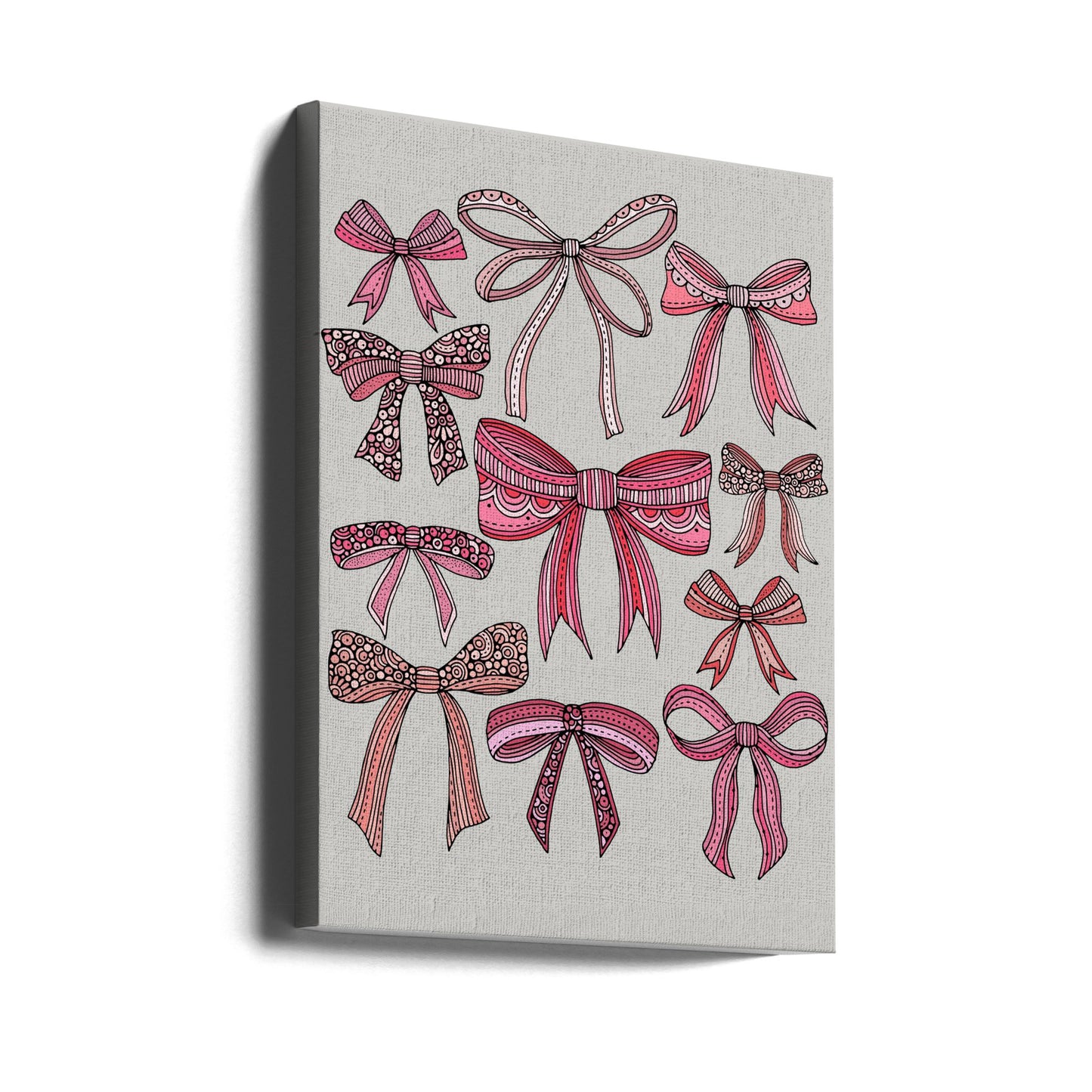 Pink Bows Black Lines | Canvas