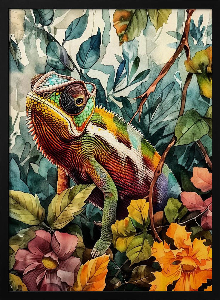 Chameleon watercolor animal art 1 | Poster