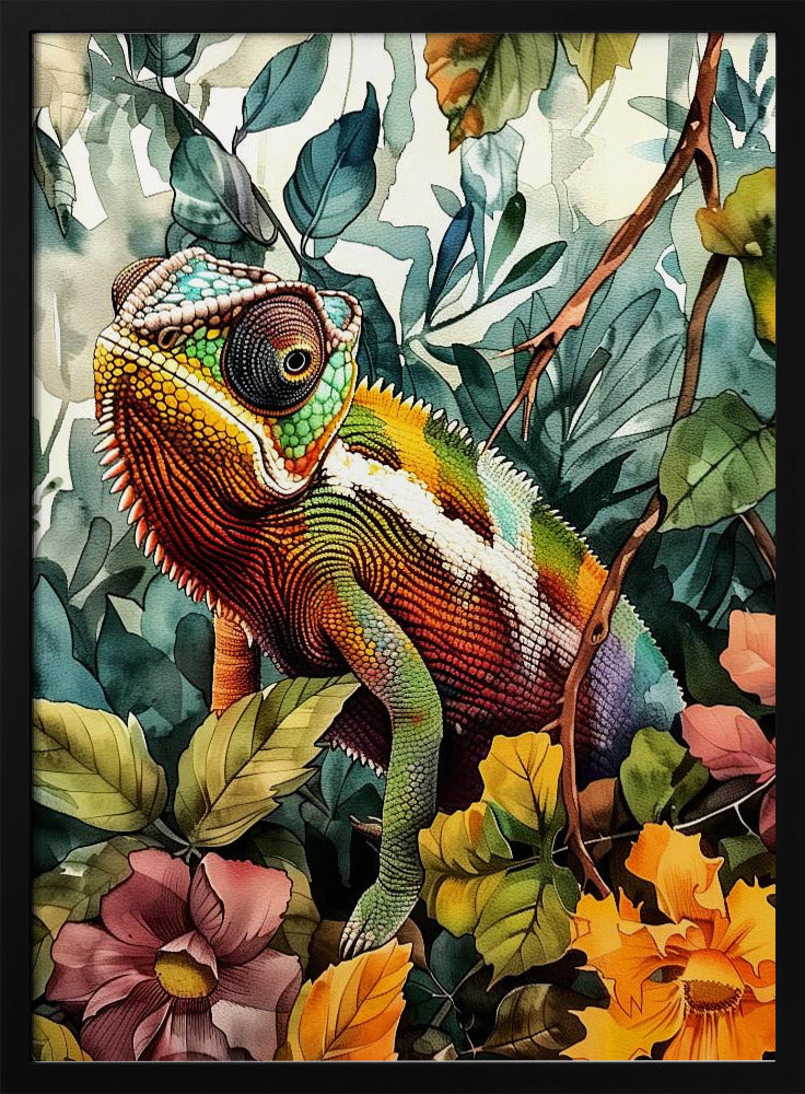 Chamäleon Aquarell Tierkunst 4 | Poster