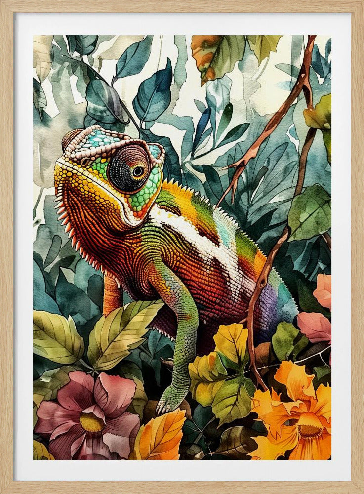 Chamäleon Aquarell Tierkunst 4 | Poster