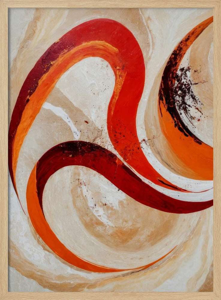 Red And Orange Swirls On A Neutral Background | Poster