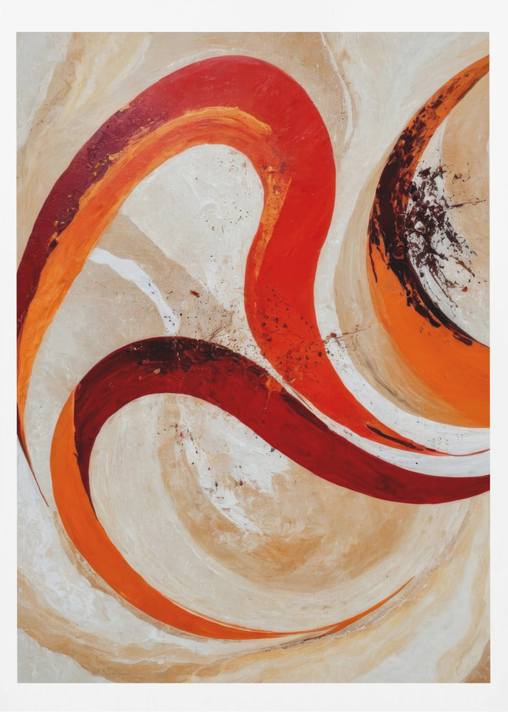 Red And Orange Swirls On A Neutral Background | Poster