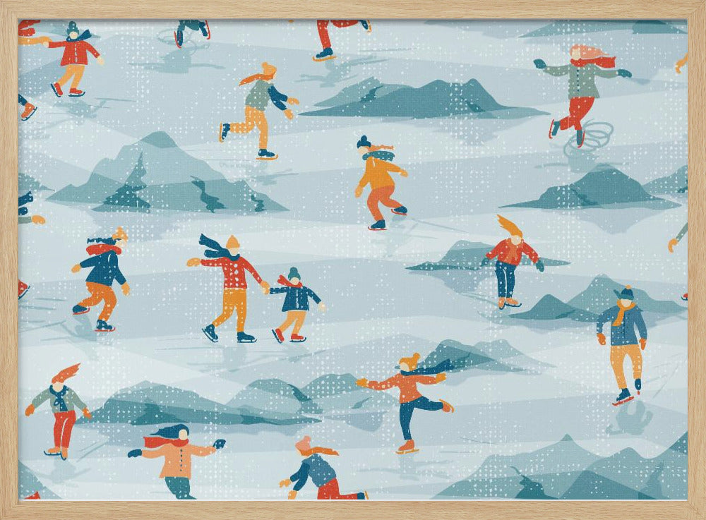 Sportliches Eiskunstlauf-Strukturmuster im Retro-Stil | Poster