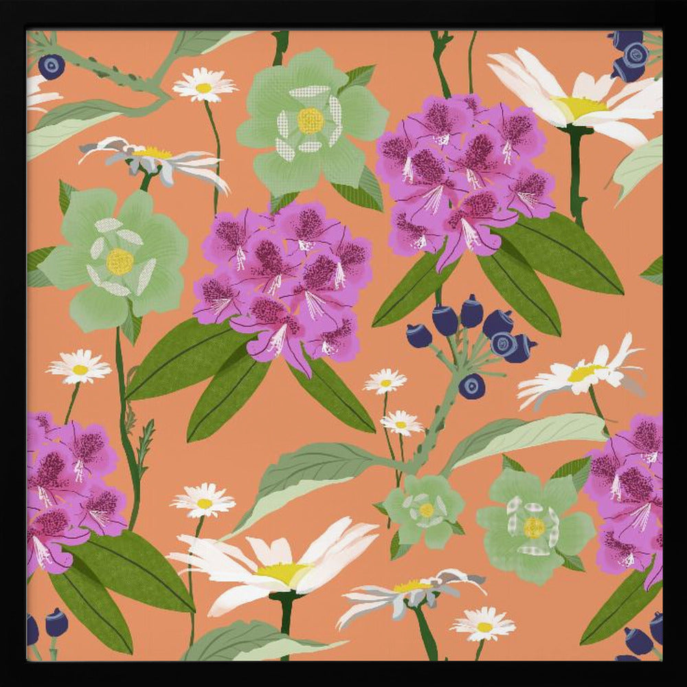 Rhododendrons and daisies | Poster