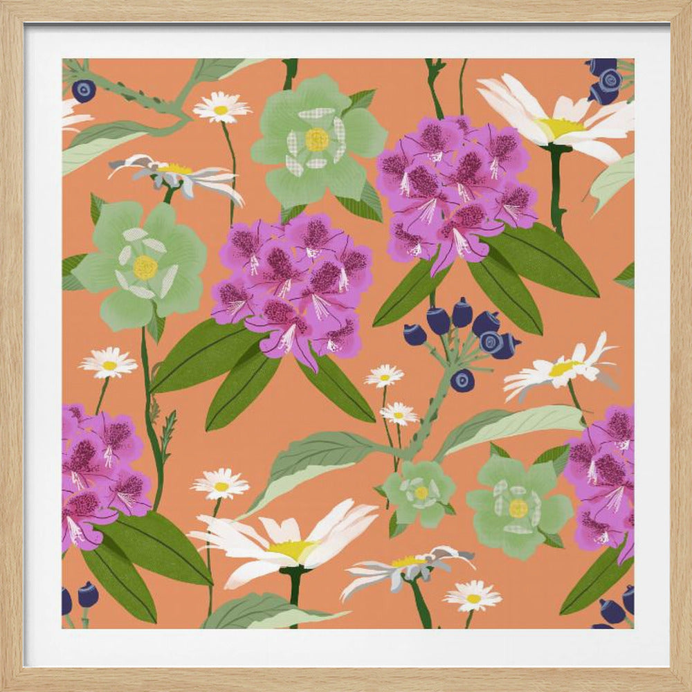 Rhododendrons and daisies | Poster