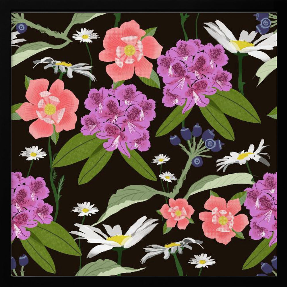 Rhododendrons and daisies | Poster