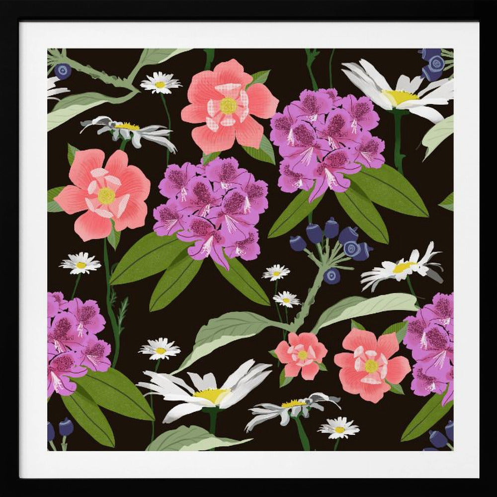 Rhododendrons and daisies | Poster