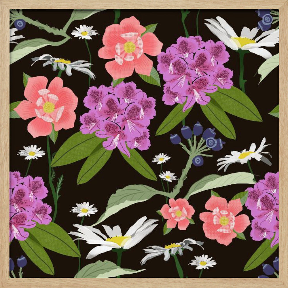 Rhododendrons and daisies | Poster