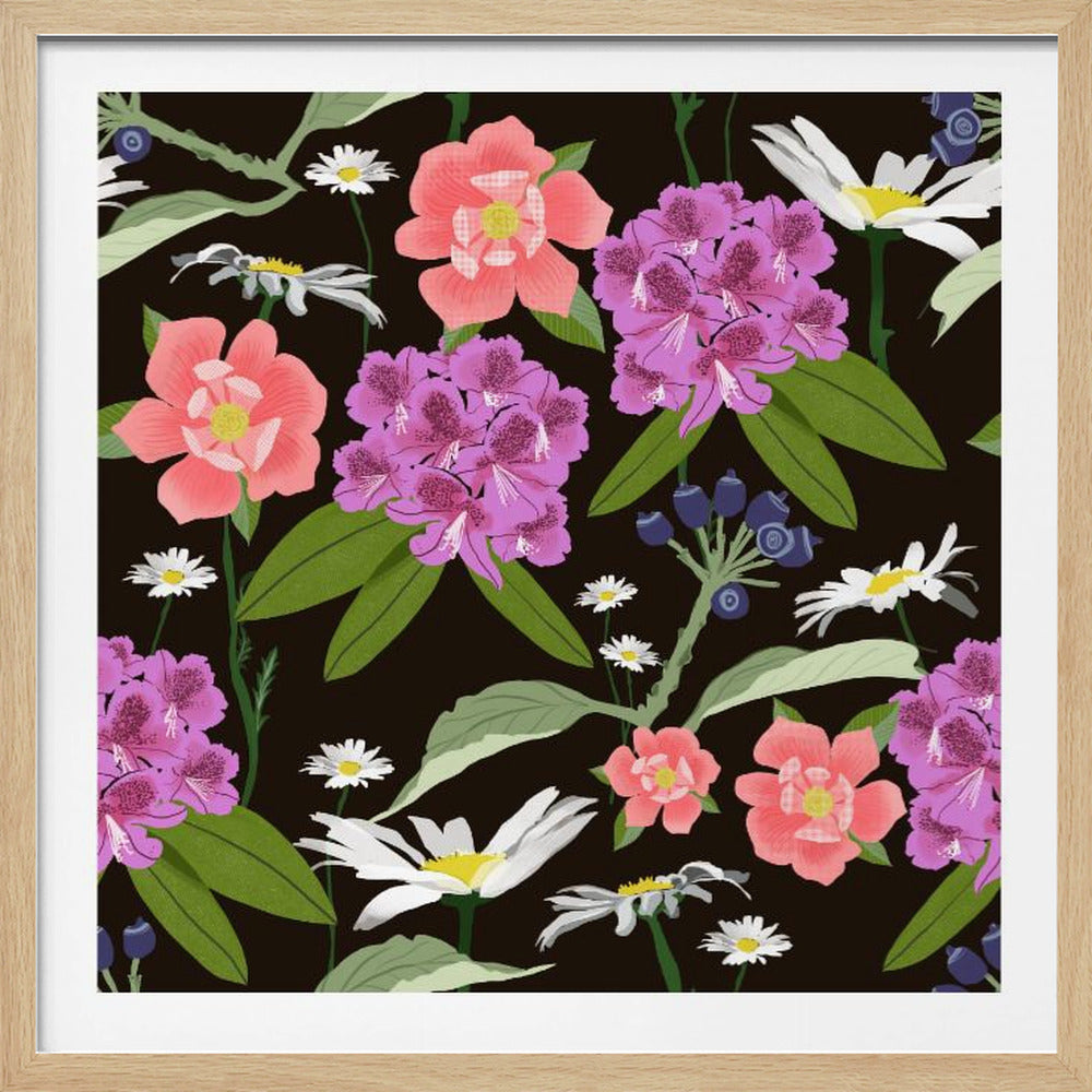Rhododendrons and daisies | Poster