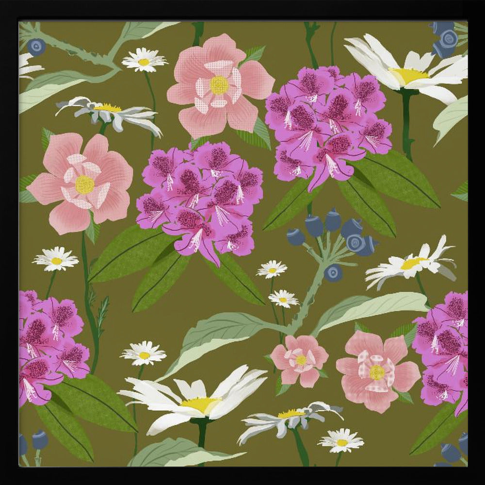Rhododendrons and daisies | Poster