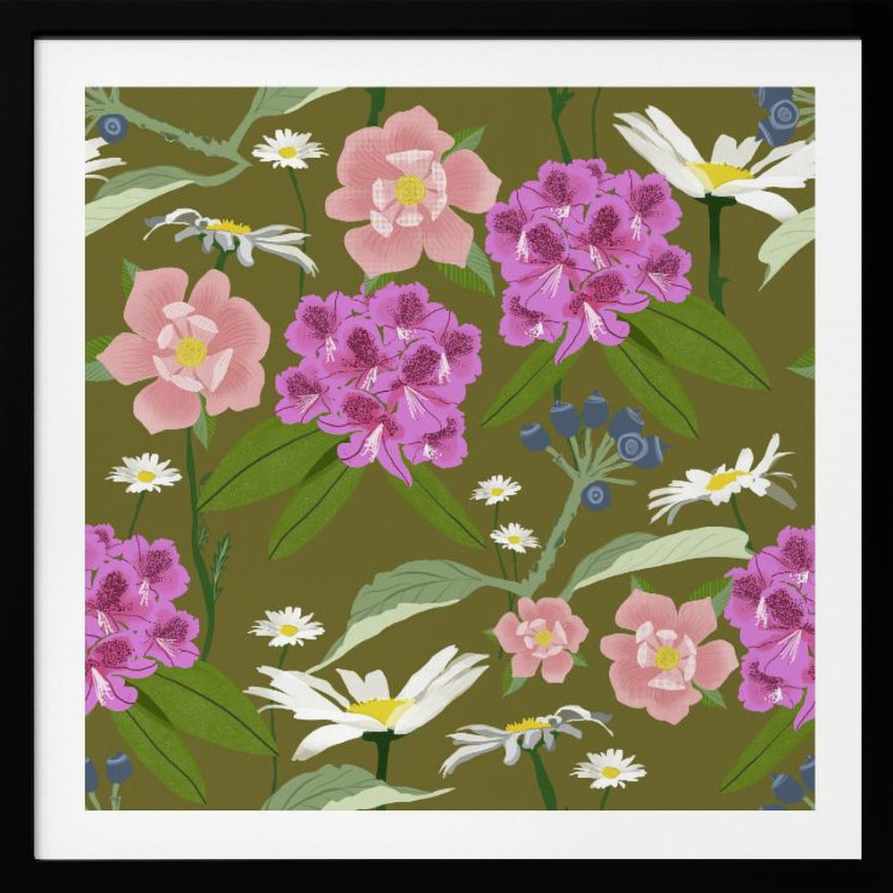 Rhododendrons and daisies | Poster
