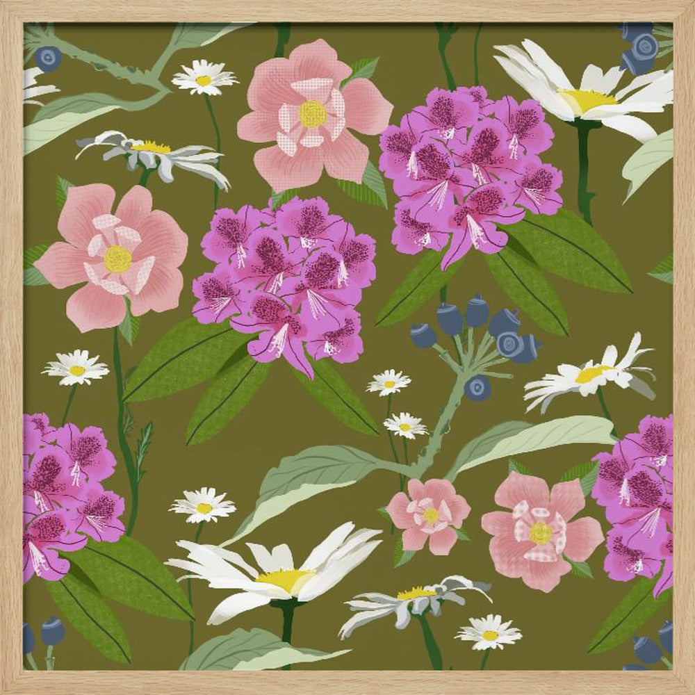 Rhododendrons and daisies | Poster