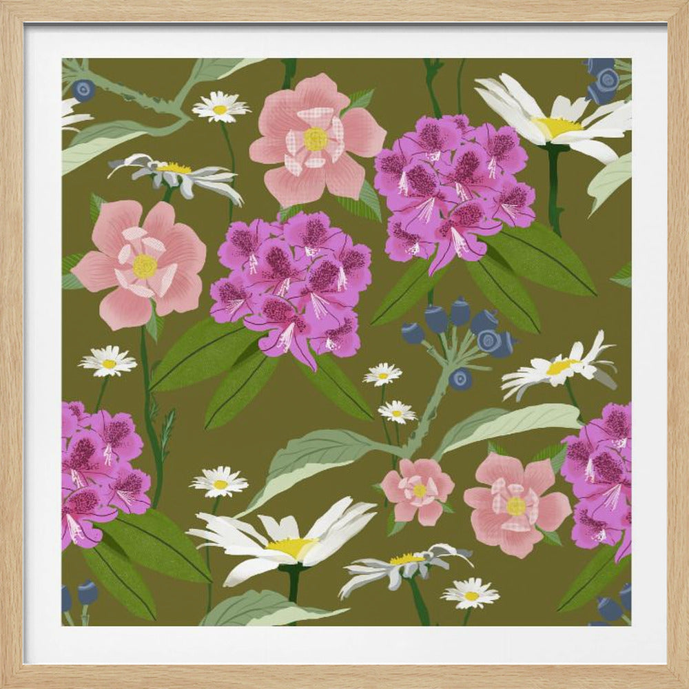 Rhododendrons and daisies | Poster