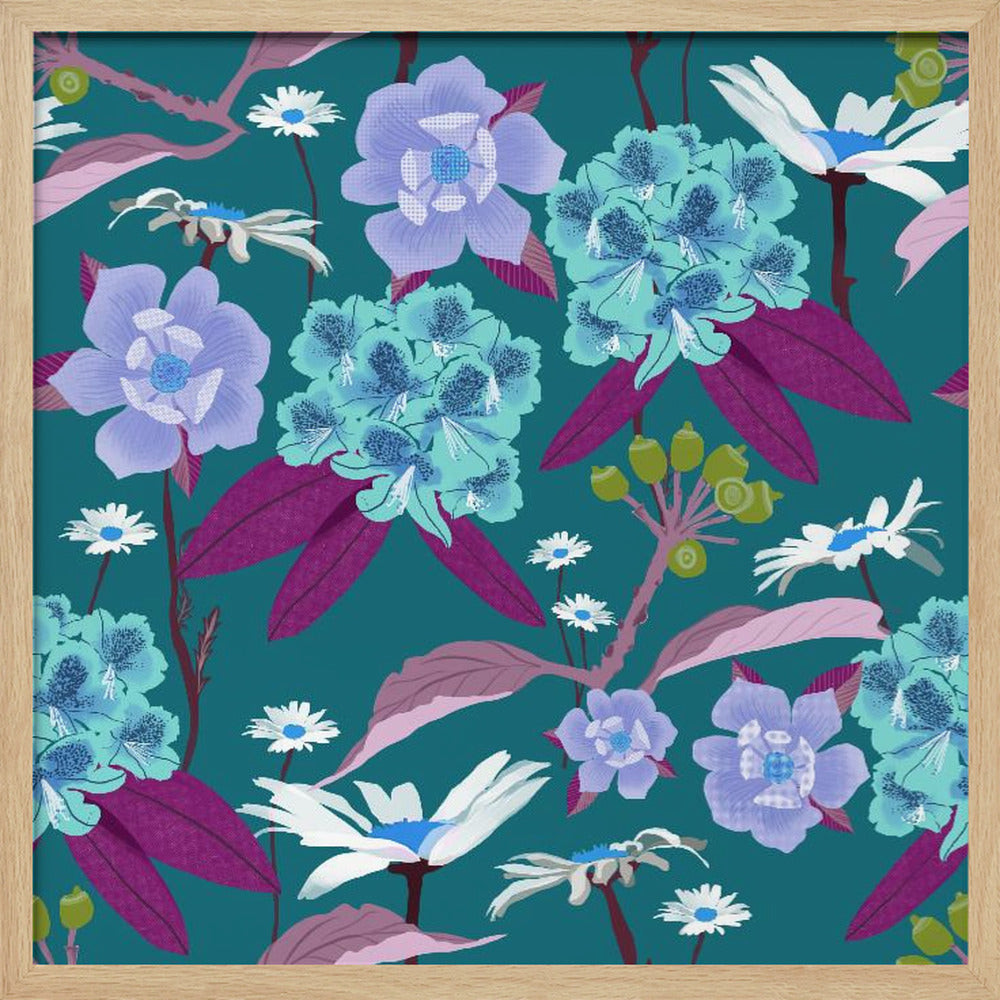 Rhododendrons and daisies | Poster