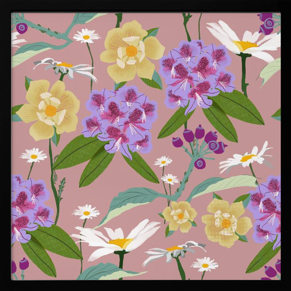 Rhododendrons and daisies | Poster