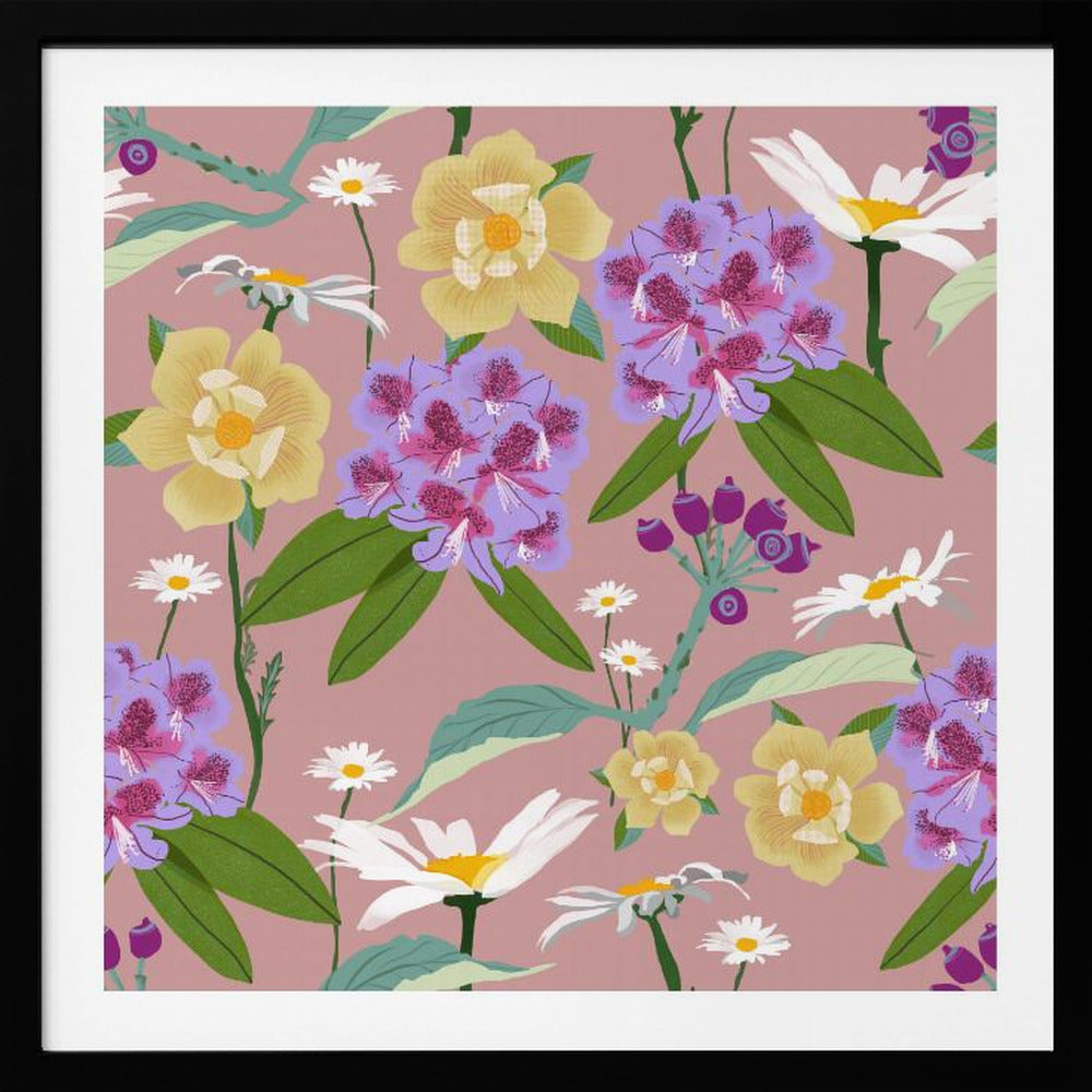 Rhododendrons and daisies | Poster