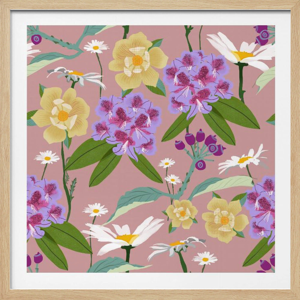 Rhododendrons and daisies | Poster