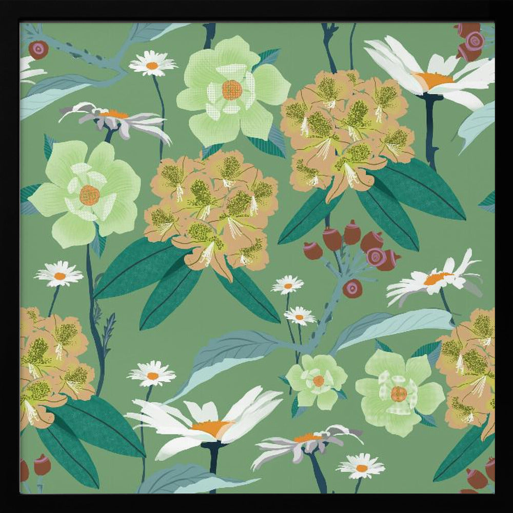 Rhododendrons and daisies | Poster