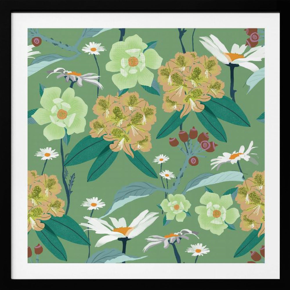 Rhododendrons and daisies | Poster