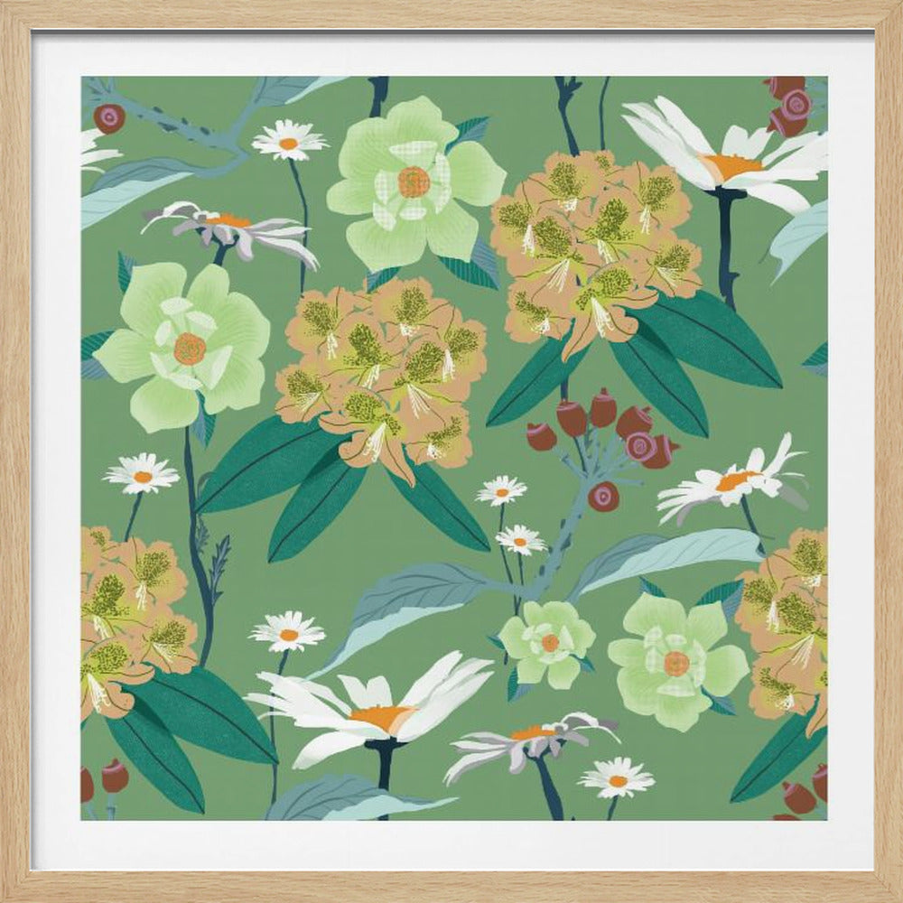 Rhododendrons and daisies | Poster