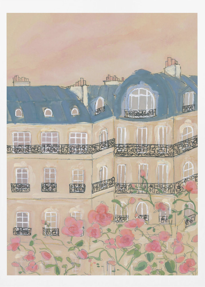 Sonnenuntergang über Pariser Gebäuden | Poster