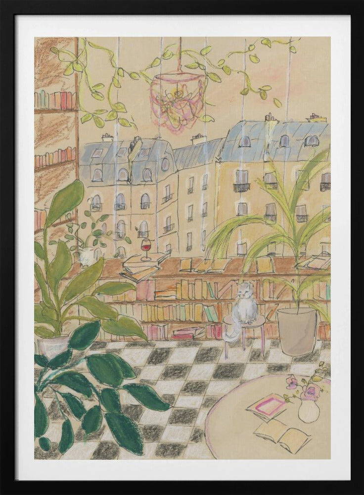 Antike Pariser Buchladenkatze | Poster