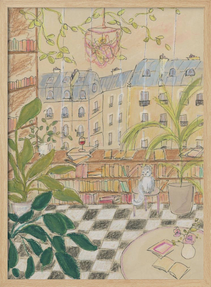 Antike Pariser Buchladenkatze | Poster