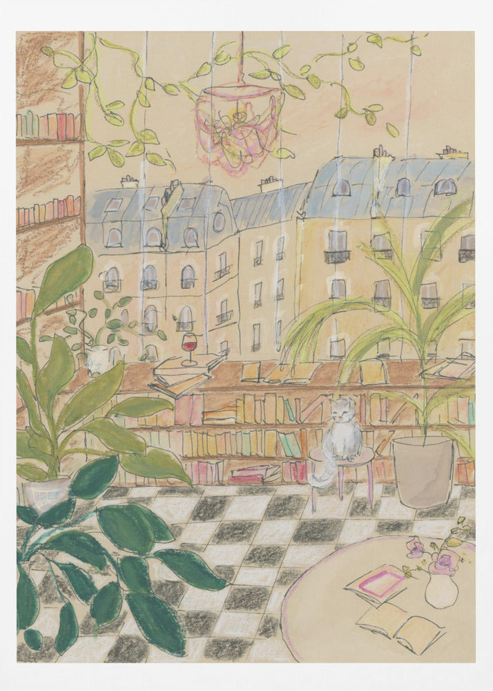 Antike Pariser Buchladenkatze | Poster