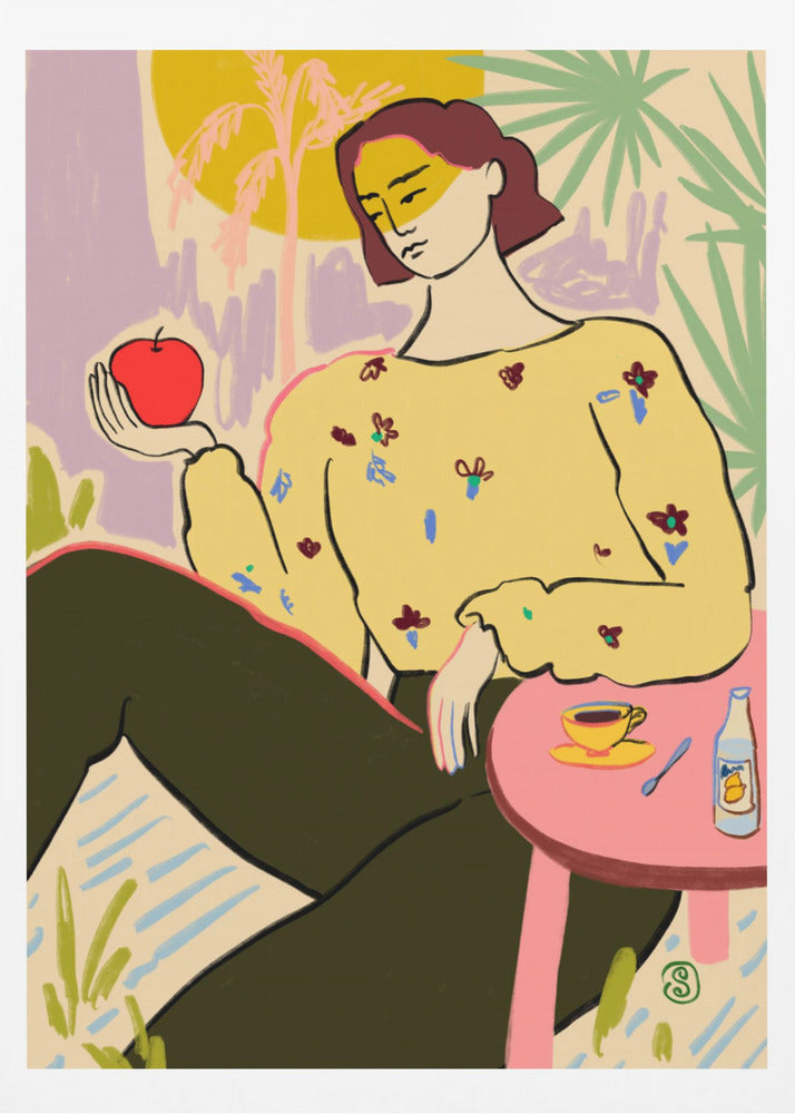 Frau mit Apfel | Poster